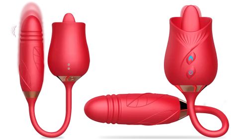 New Rose Flower 3 Generations 2 In 1 Tongue Licking G-spot telescopic Vibrator