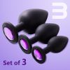 Anal Plug Set 3 Pcs Jewel Butt Plug Anal Sex Toys Silicone But Plug for Men Women Anal Plugs Trainer Gay Sex Toys Sex Massager Butt Plug Tail Anal Toy